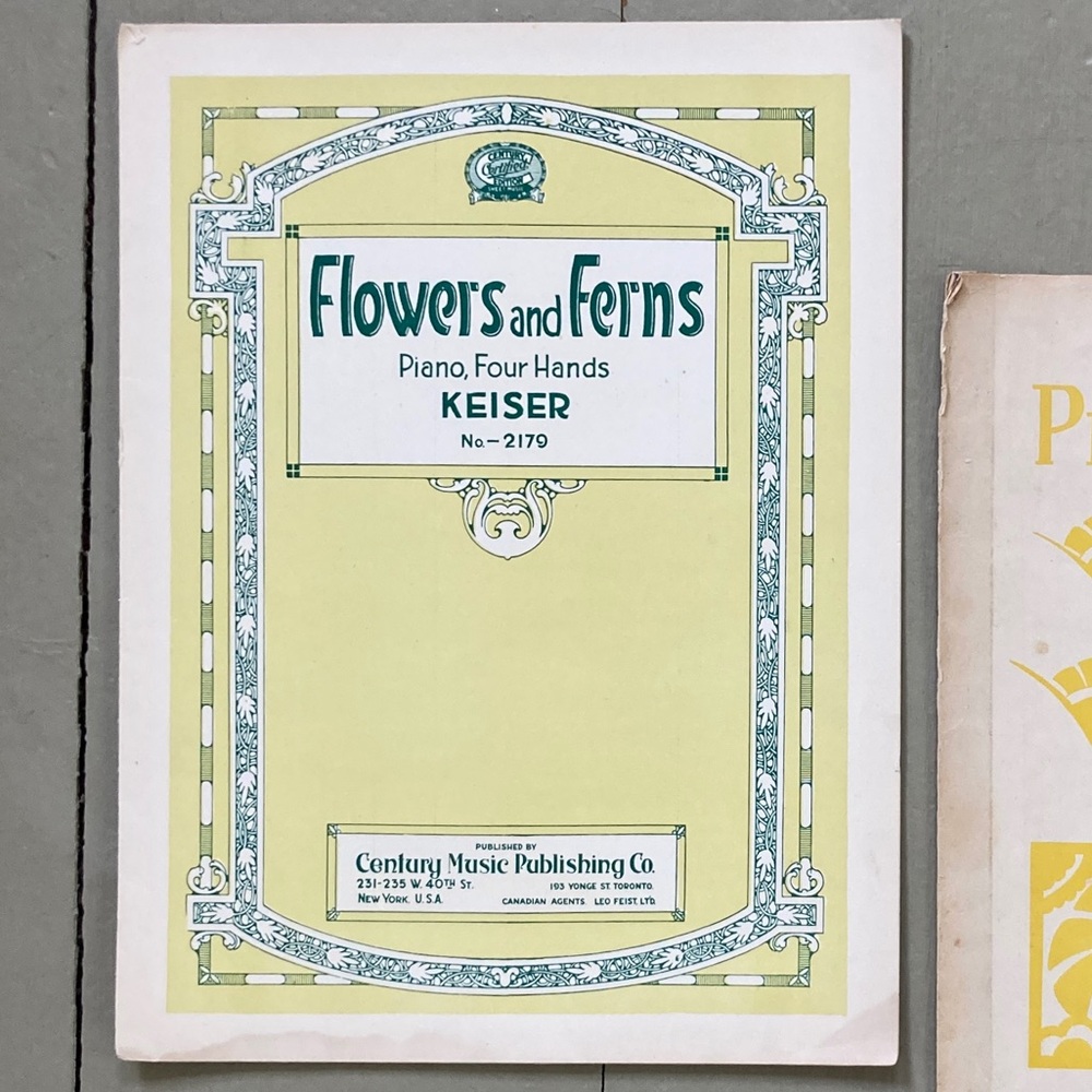 2 1920s Primrose Time Flowers & Ferns Vintage Sheet Music Botanical Gardencore